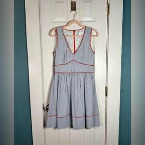 Jessica Simpson "Forget Me Not" Striped Gingham Sundress Nautical Beach Size 8